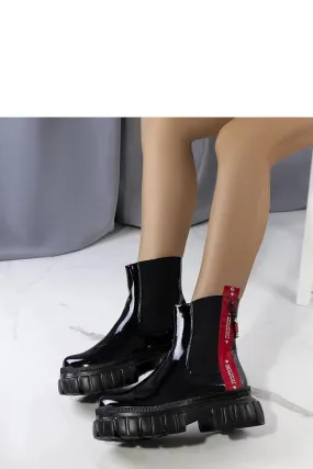 Black patent leather ankle boots