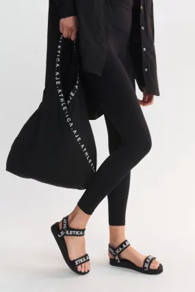 Bold Logo-Tape Black Sandal - Size 9 (917)