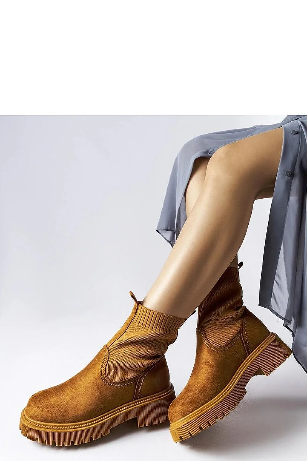 Brown slip-on design boots