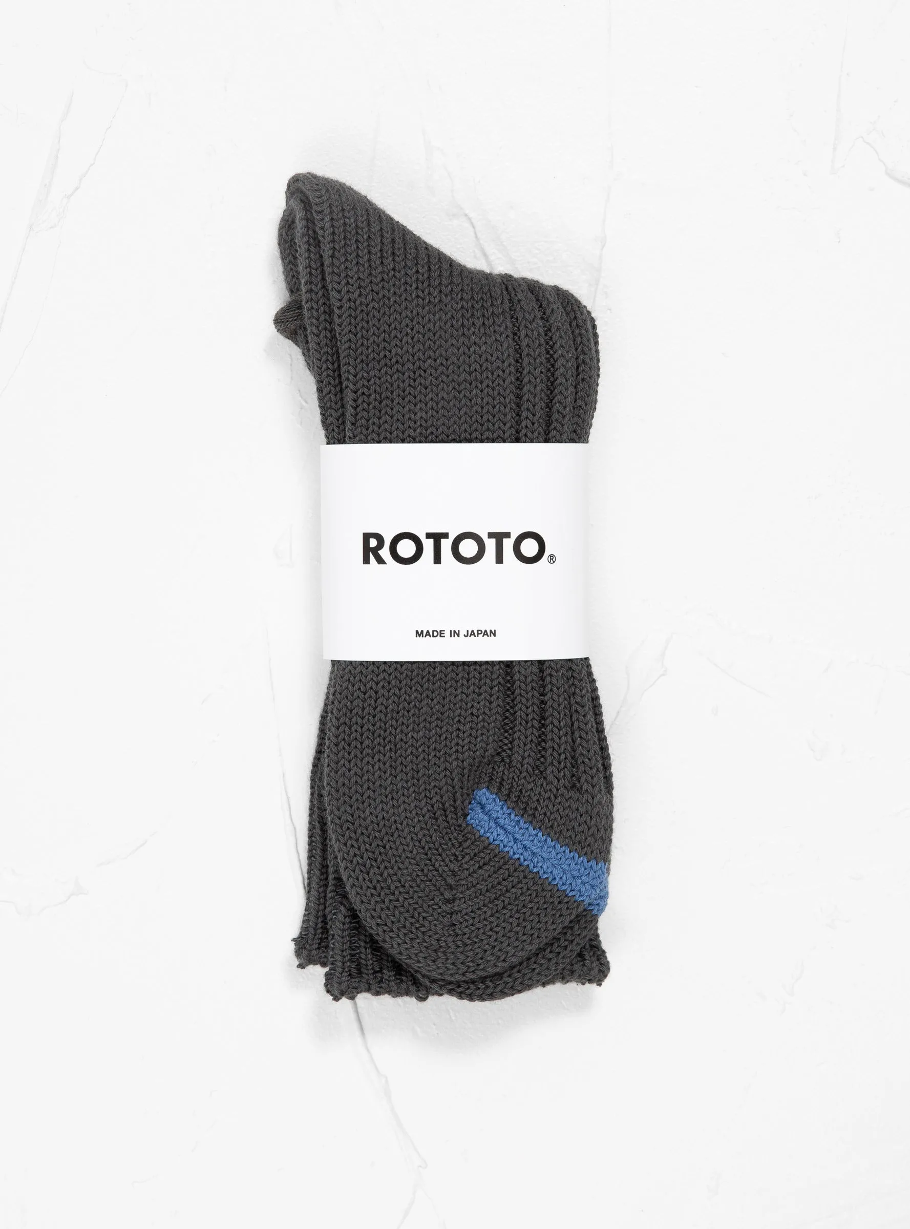 Chunky Ribbed Crew Socks Charcoal