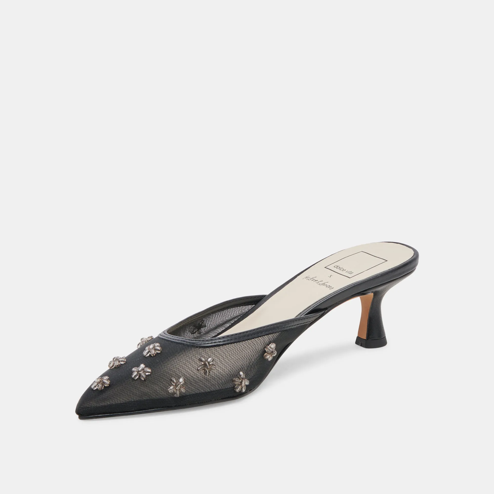 Stylish Black Mesh Wide-Heeled Shoes by Claire