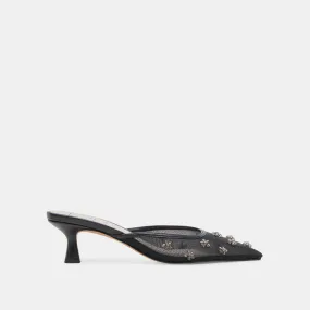 Stylish Black Mesh Wide-Heeled Shoes by Claire