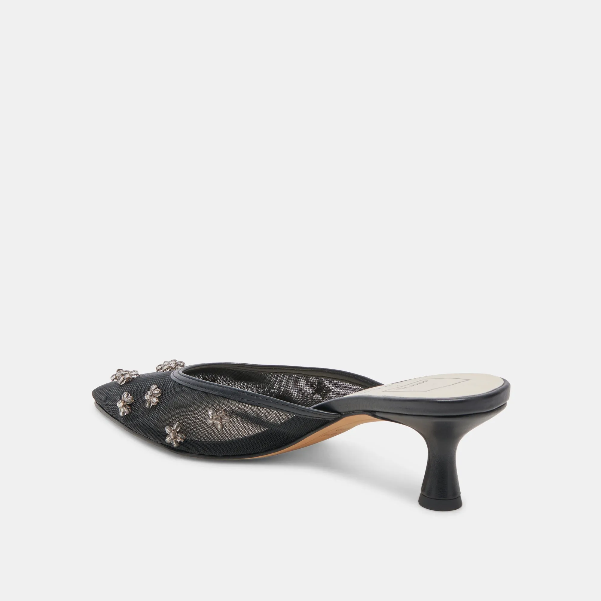 Stylish Black Mesh Wide-Heeled Shoes by Claire