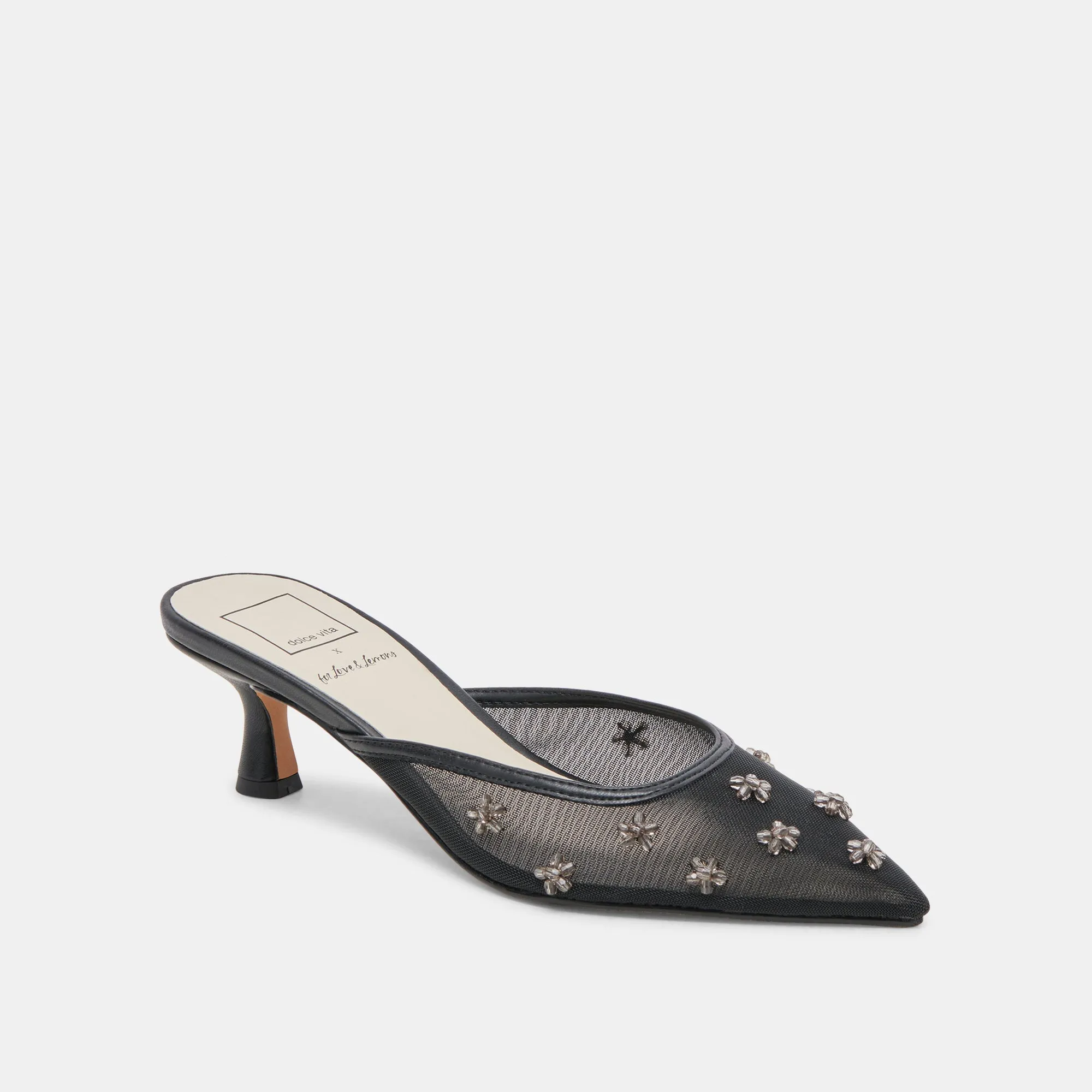 Stylish Black Mesh Wide-Heeled Shoes by Claire