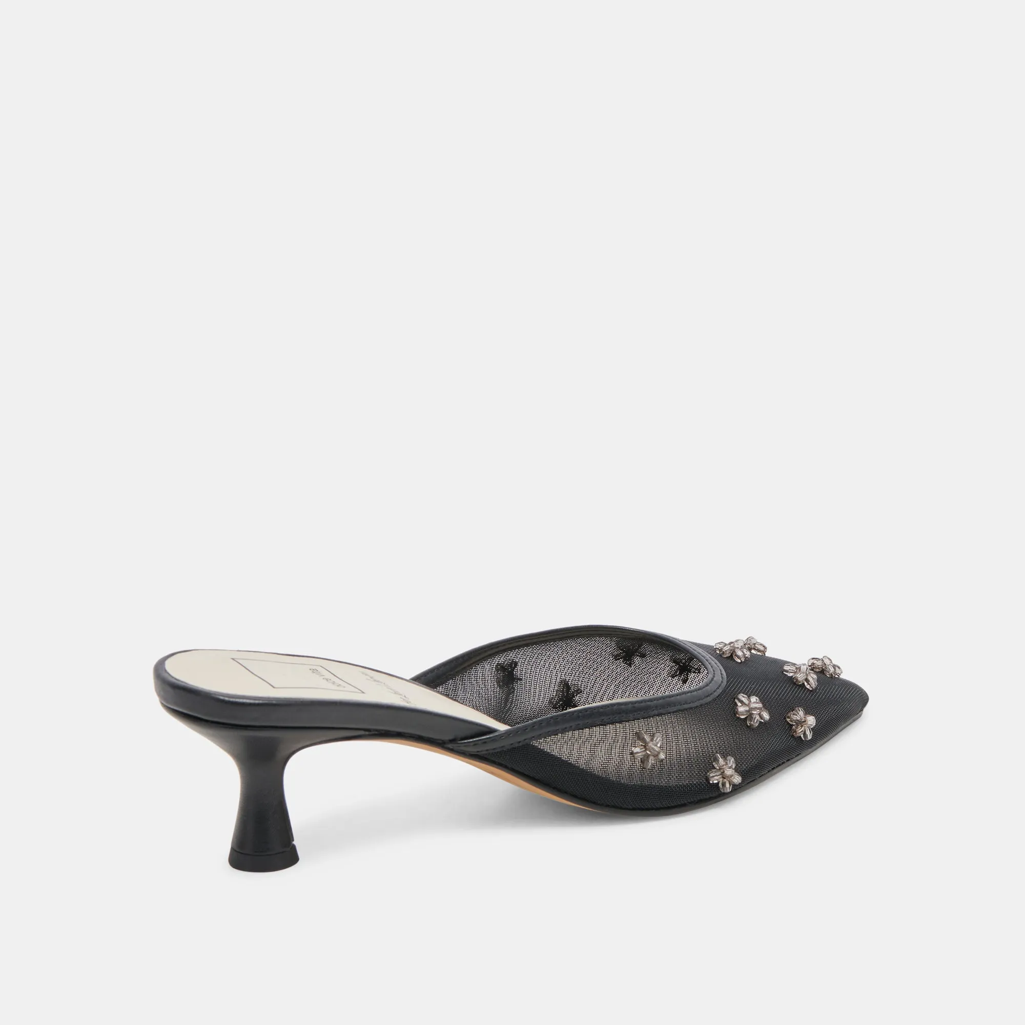 Stylish Black Mesh Wide-Heeled Shoes by Claire