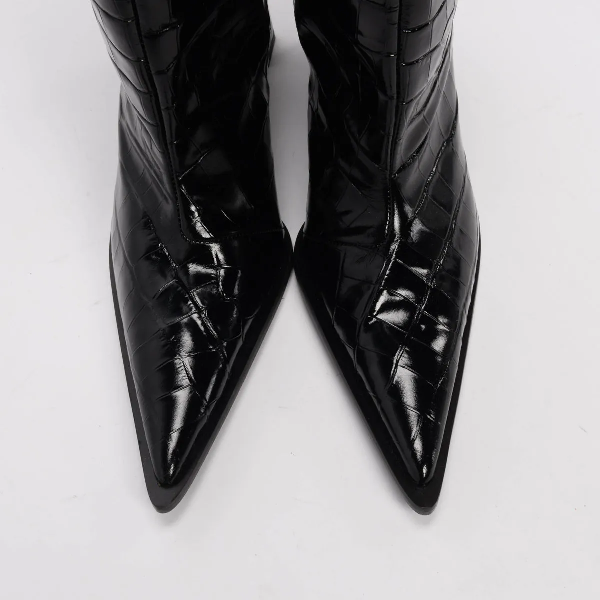 Coperni Black Croc Embossed Bridge Cowboy Boots 40