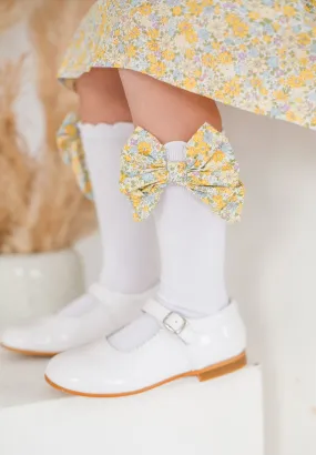 Girls Lemon Ditsy Bow Socks