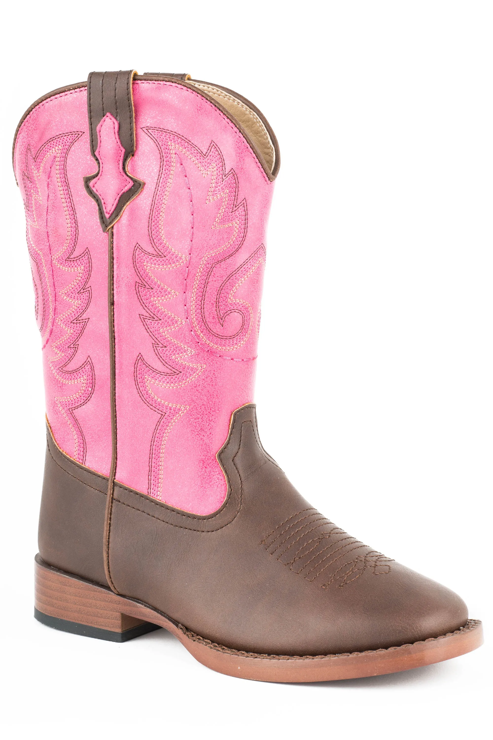 Girl's Roper Brown & Pink Western Square Toe Boot