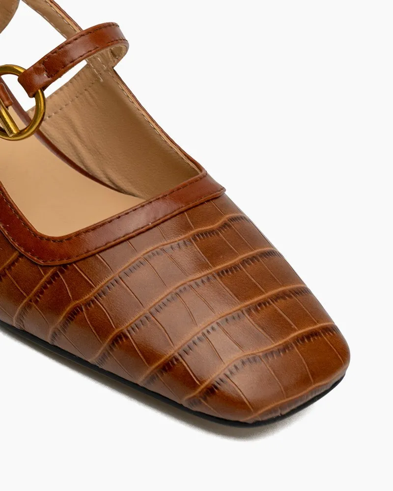Metal Buckle Cutout Slingback Sandals