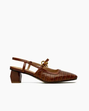Metal Buckle Cutout Slingback Sandals