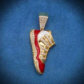 Moissanite Enamel Sneaker Pendant 14K Gold