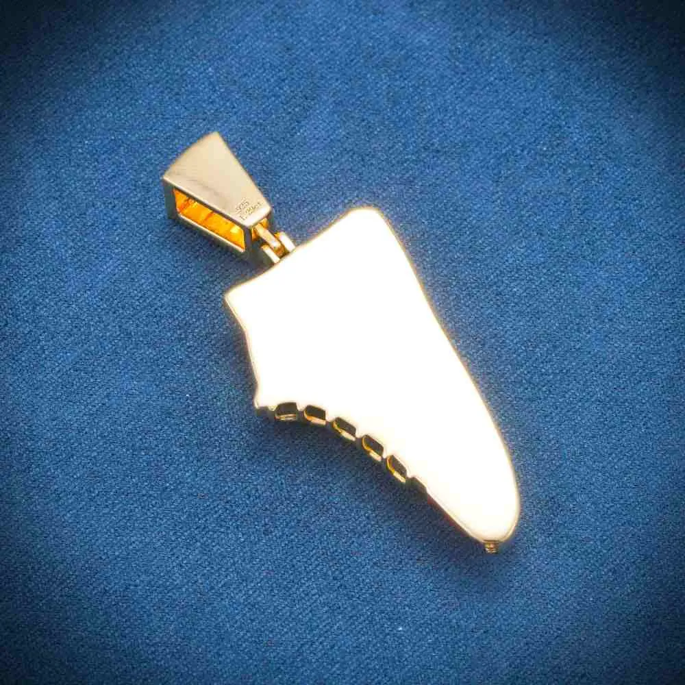 Moissanite Enamel Sneaker Pendant 14K Gold