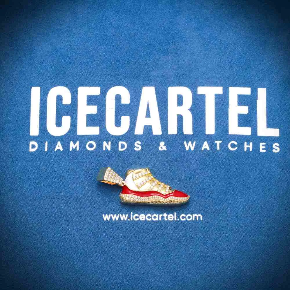 Moissanite Enamel Sneaker Pendant 14K Gold
