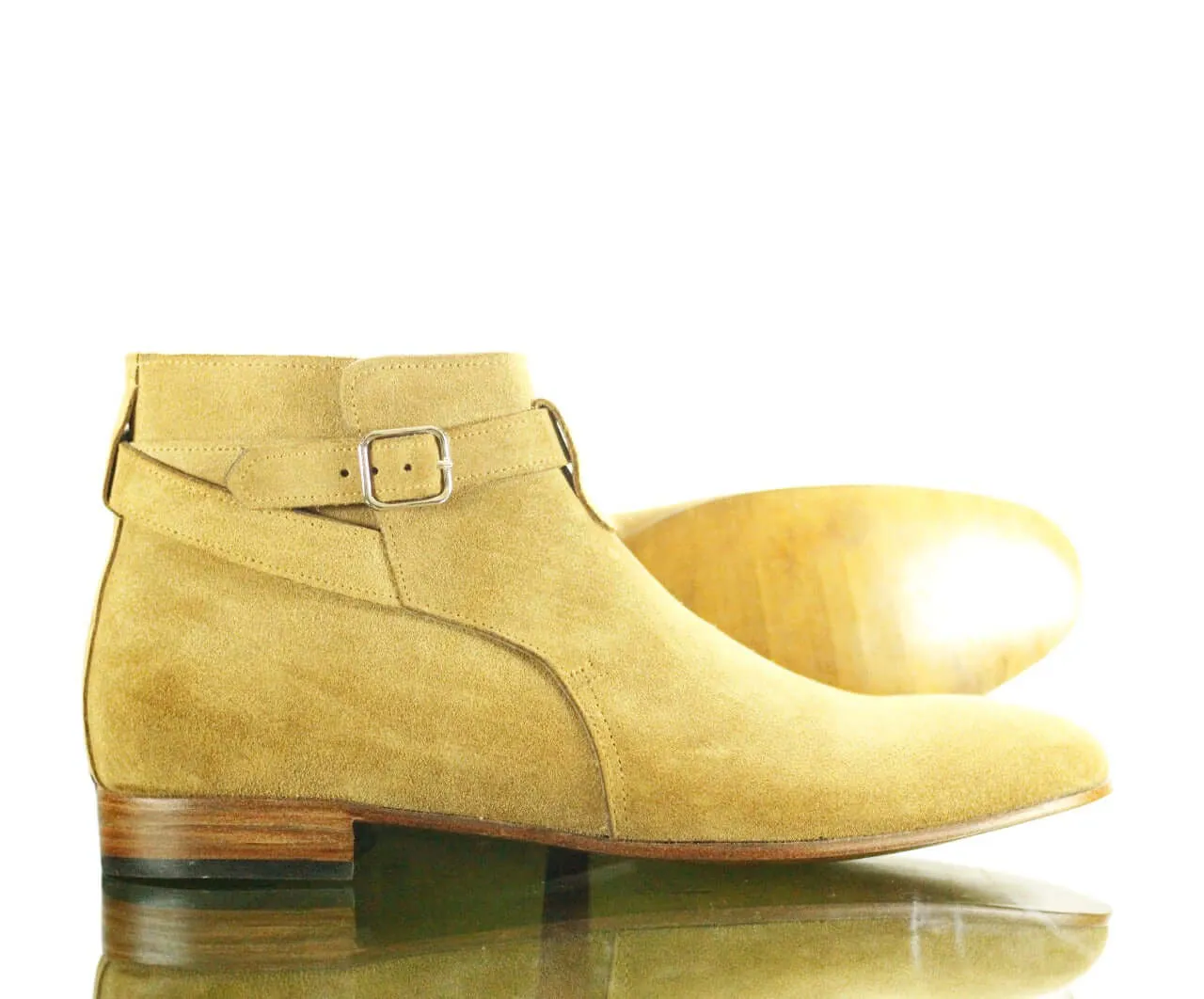 New Handmade Men's Beige Suede Jodhpur Strap Boots, Men Ankle Boots, Men Fashion Boots