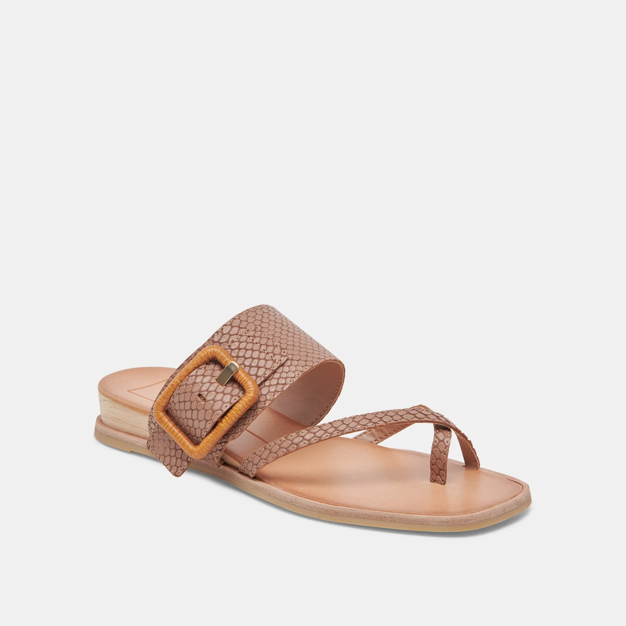 PERRIS SANDALS CAFE EMBOSSED LEATHER