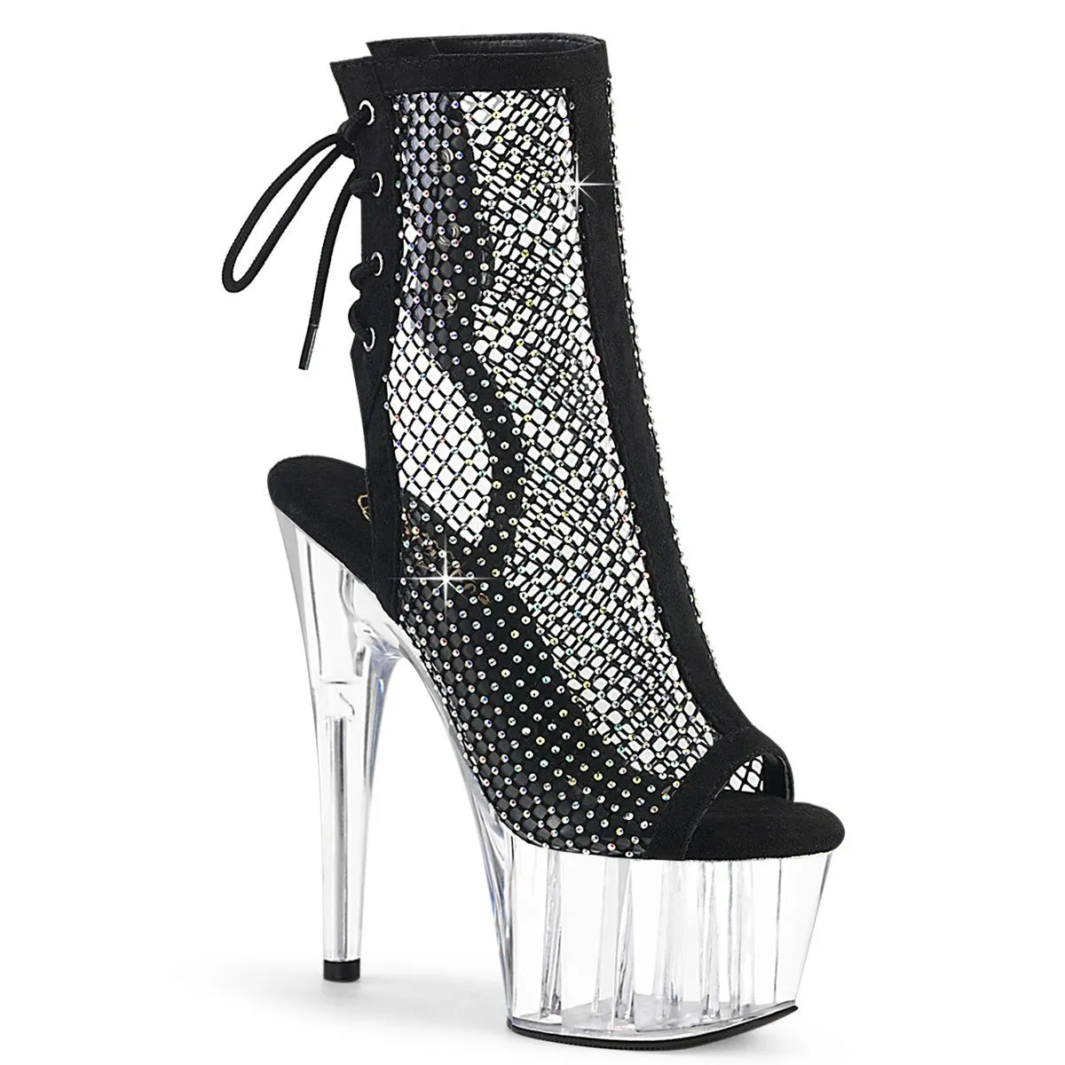 Pleaser Adore 1018RM Womens 7 Inch Heel, Platform Back Lace Peep-Toe Ankle Boots