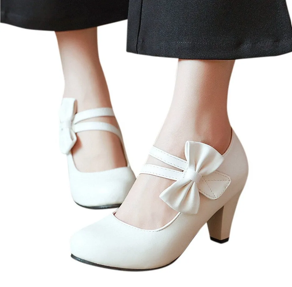 Square Heeled Bow Elegant Sandals