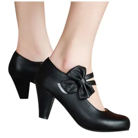 Square Heeled Bow Elegant Sandals