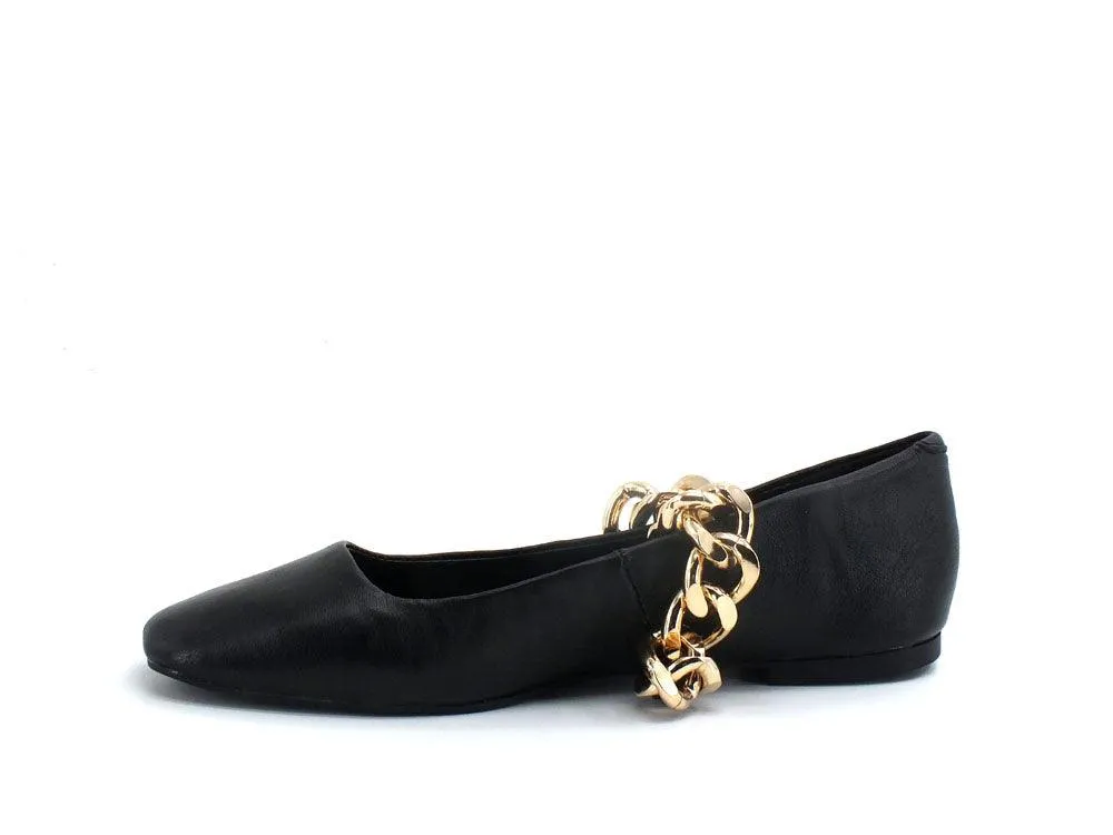 STEVE MADDEN Queenie Ballerina Punta Catena Black QUEE03S1