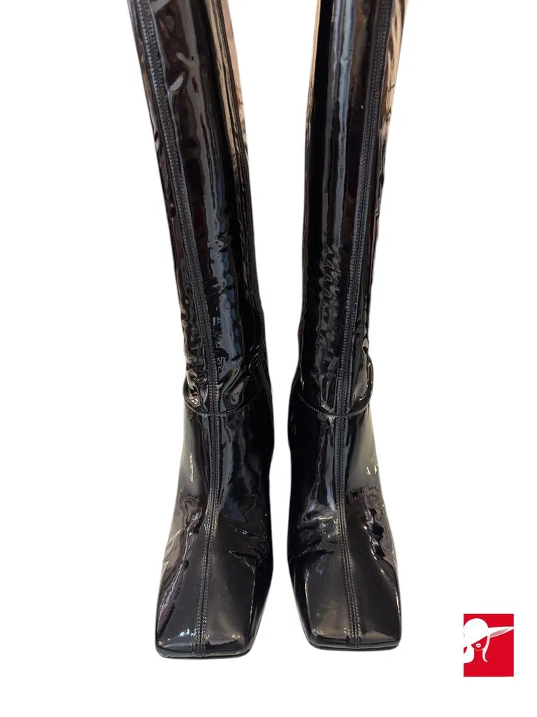 Tibi patent leather square toe boots size 39