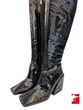 Tibi patent leather square toe boots size 39
