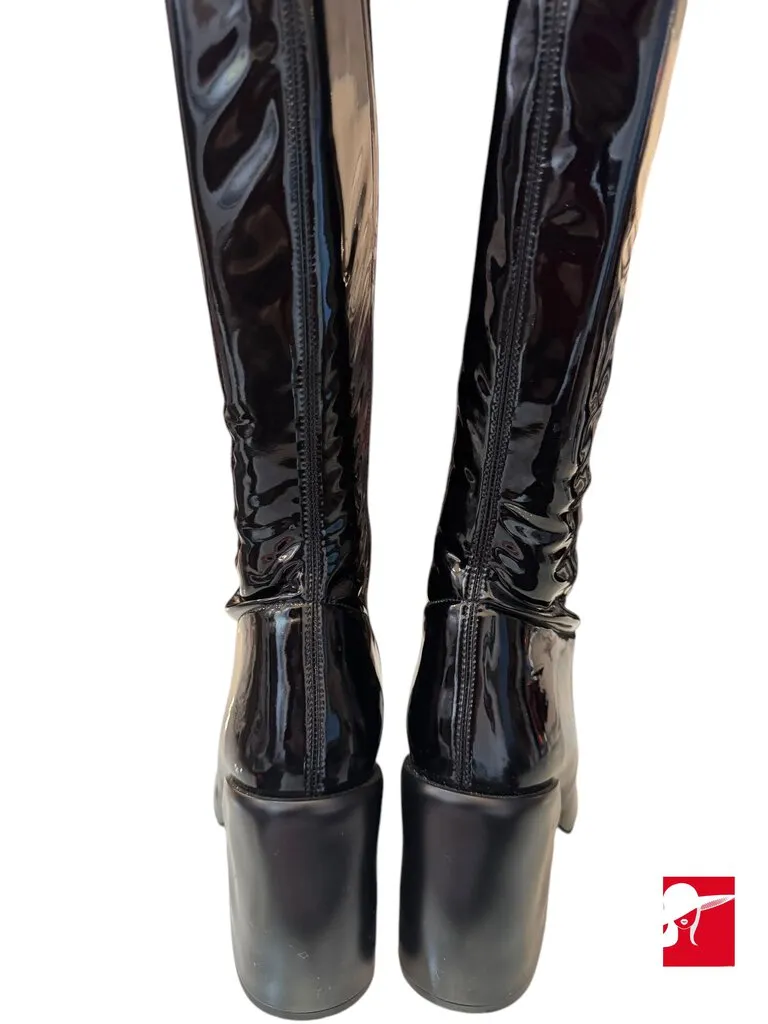 Tibi patent leather square toe boots size 39